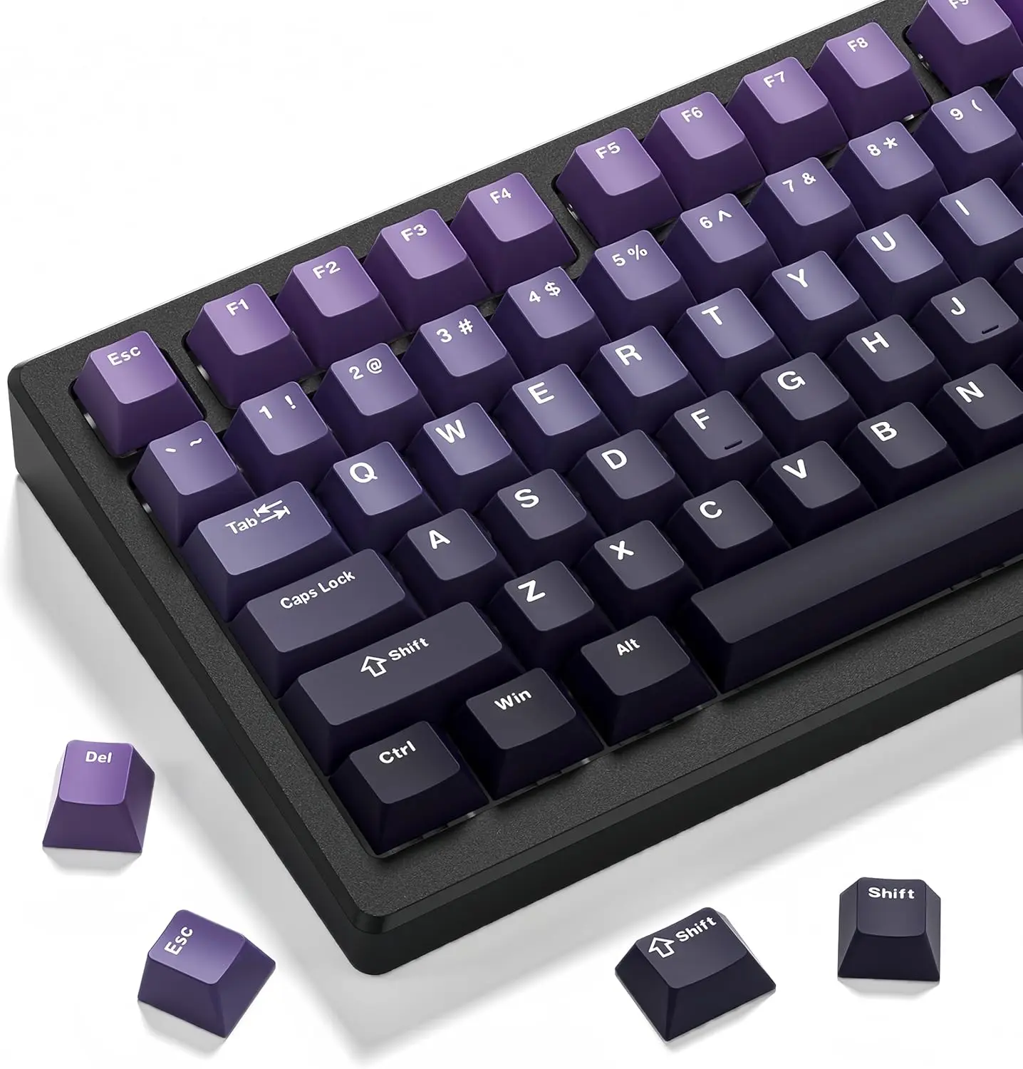 

Double Shot PBT keycaps,Gradient Purple caps 75 Percent 138-keys Cherry Profile Custom keycaps Set for 100% 75% 65% 60% TKL US L