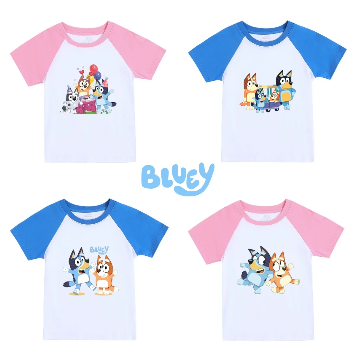 Bluey T-Shirt Cute Figures Children Summer Short Sleeved Tees Comfortable Outwear Boys Girls Cartoon Printed Breathable Clothes