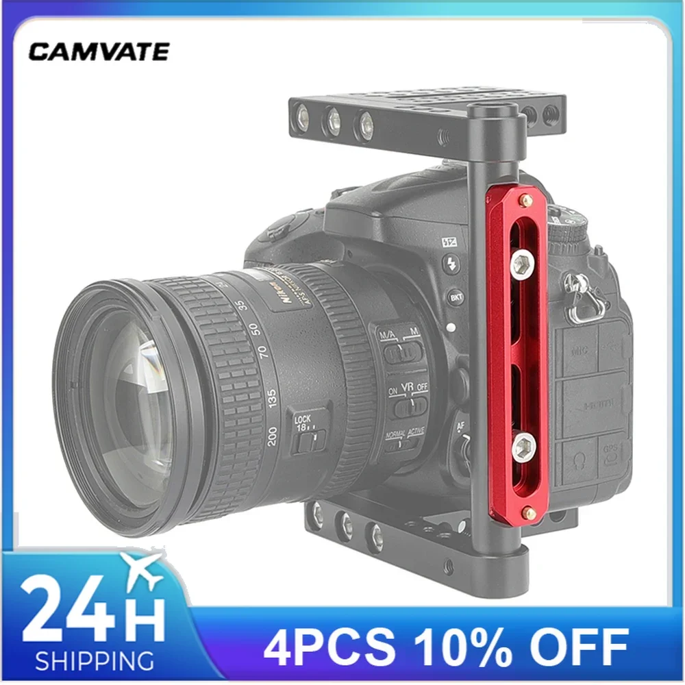 CAMVATE-Barra de riel NATO de liberación rápida estándar, pasadores de resorte anticaída para cámara mágica roja, épica/escarlata, color negro, 100mm