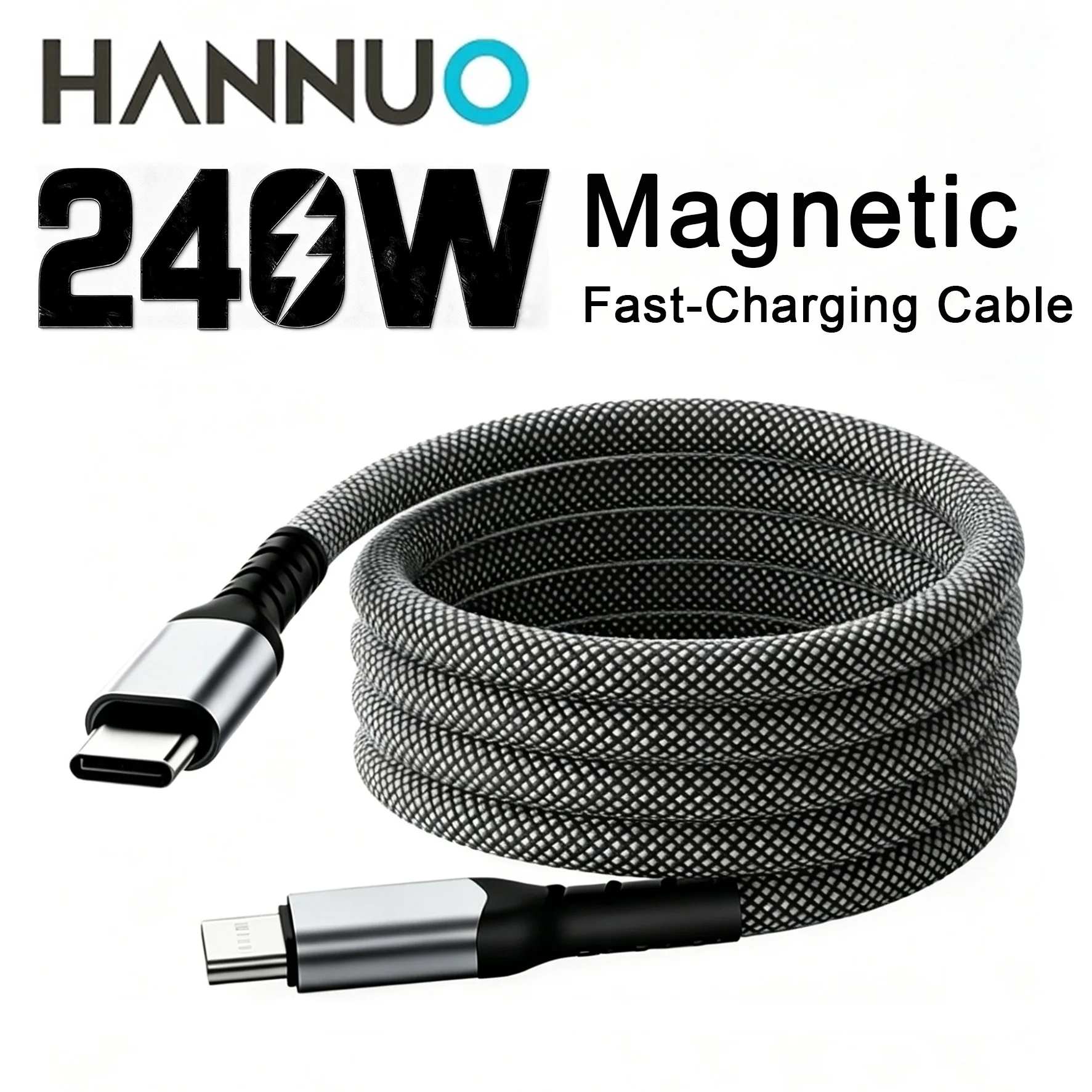 

HANNUO PD 60W Magnetic Fast-Charging Cable Suction Anti Winding Type C Cable Fast Charge Cord Wire For iPhone 11 12 13 14 USB C
