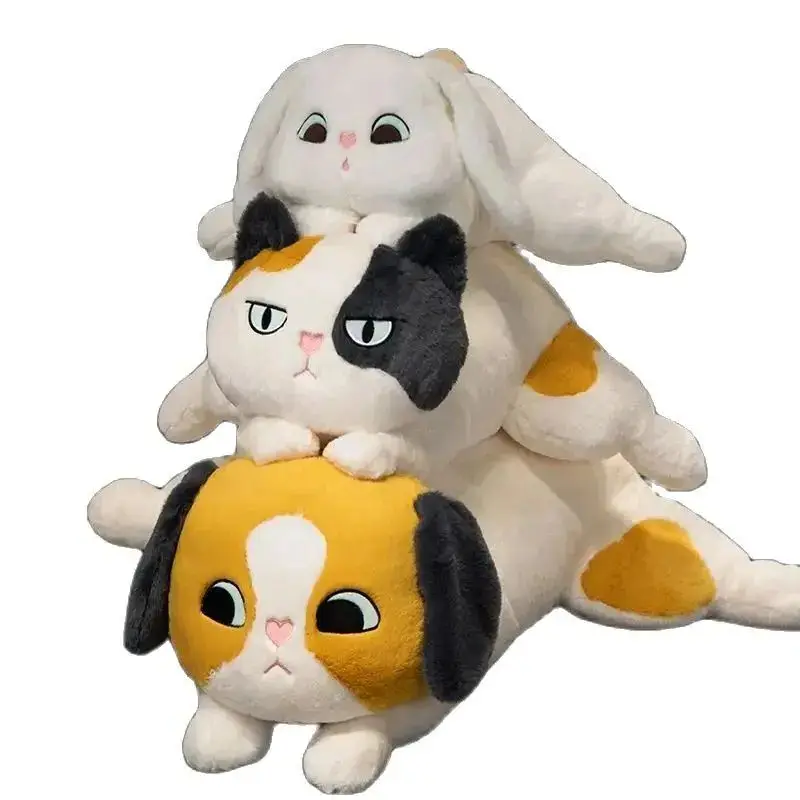 Cartoon Plush Animals Lying Dog Bunny Cat Pillow Throw Christmas Birthday Gift  Home Deor Sleeping Appease Cushion Stuffed Doll