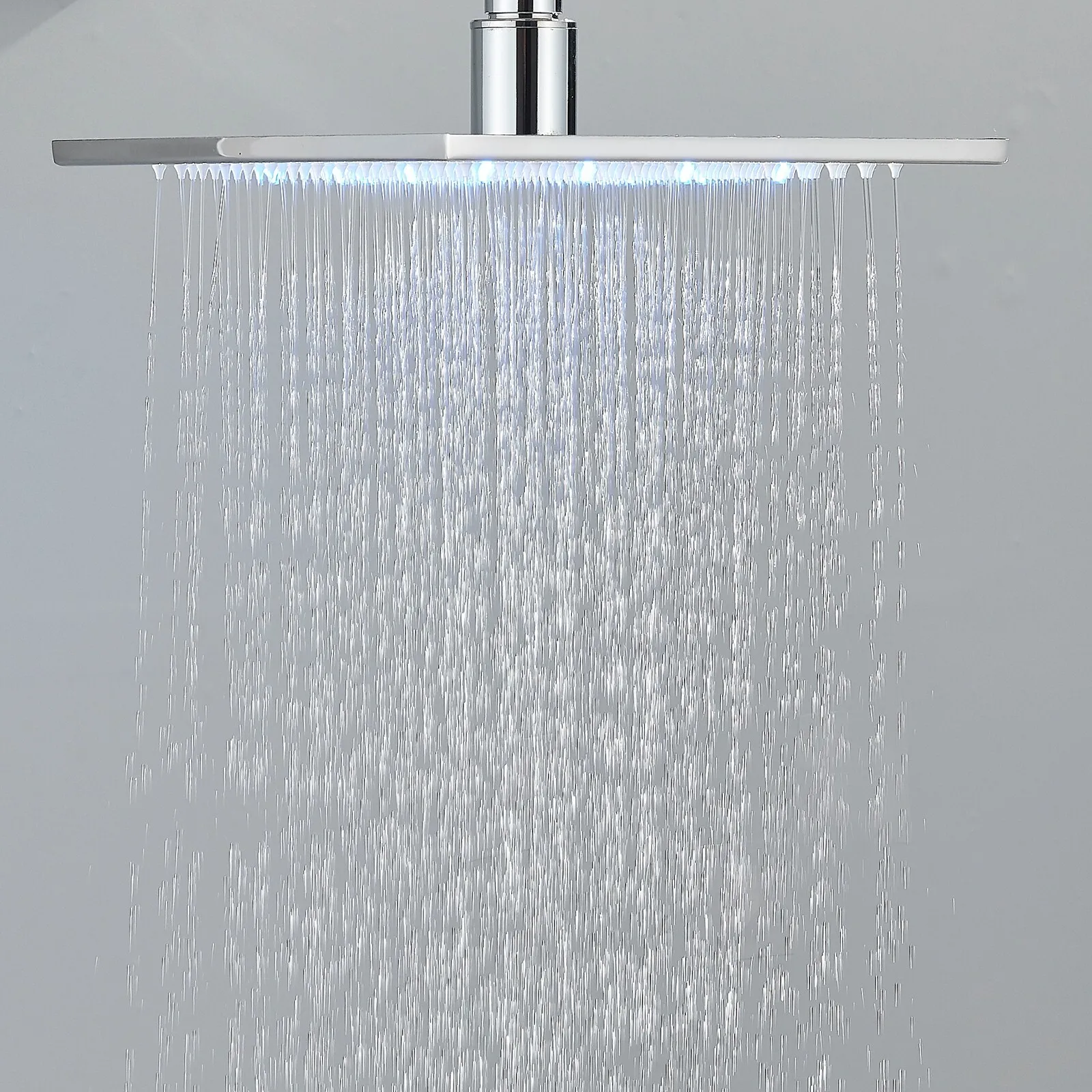Chrome LED Shower Faucet Set w/Valve 12" Rain Shower Head Combo Tub Spout System