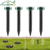 4Pcs Solar Powered Ultrasonic Sonic Mouse Mole Pest Rodent Repeller Transmitted Vibration Wave Yard LED Outdoor Garden Park Lawn