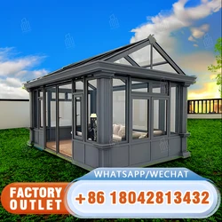 Garden sun rooms free stand summer house garden wooden glass sunhouse with sunroom blinds
