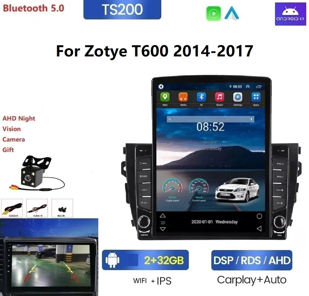 

Tesla Android IPS 2.5D экран DSP автомобильное видео для Zotye T600 2014-2017 2 + 32G 4G LTE Wi-Fi GPS BT стерео SWC