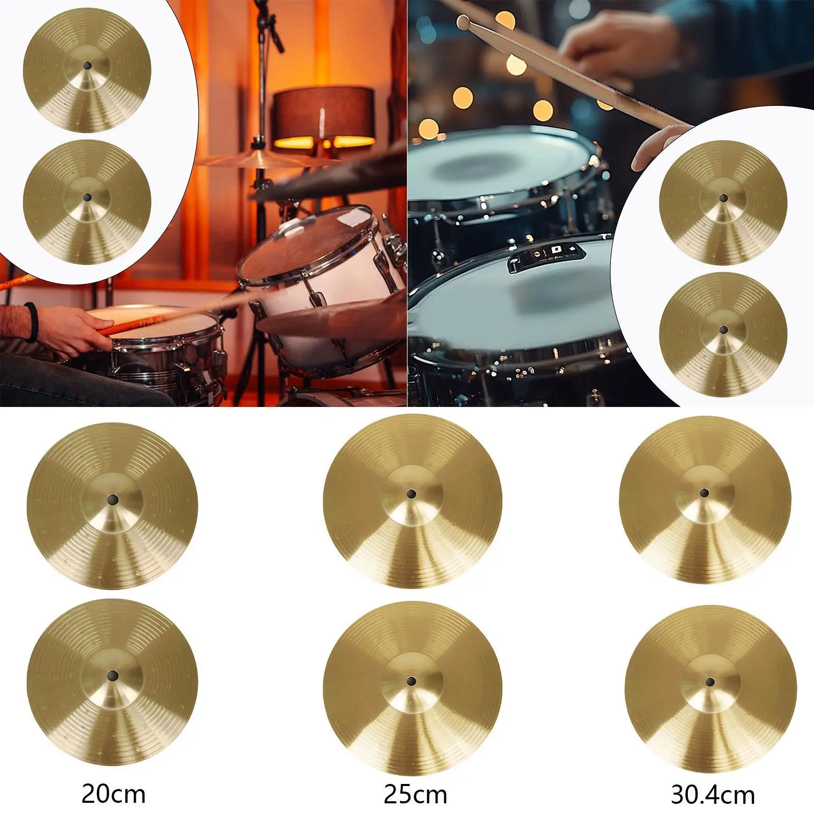 

2x Drum Cymbals Sturdy Percussion Instrument Accessories Practice Cymbal