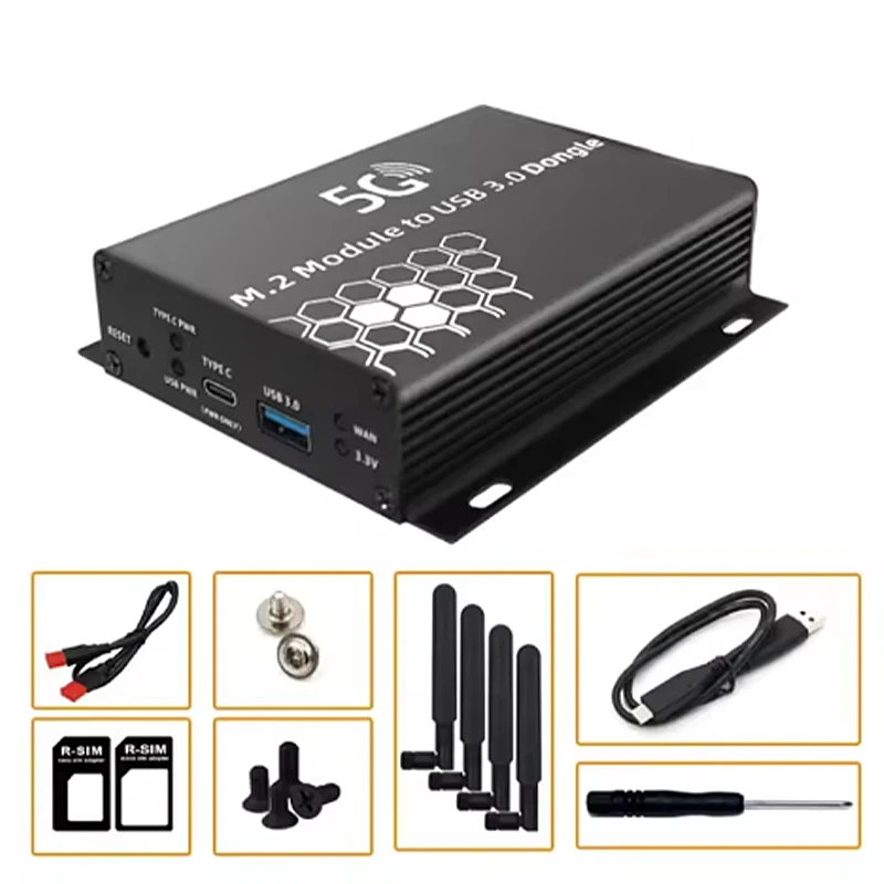 Convertidor de tarjeta inalámbrica M.2 NGFF, módulo 4G/5G a adaptador USB 3,0, placa elevadora, 4 antenas con ventilador enfriador, ranura para tarjeta SIM