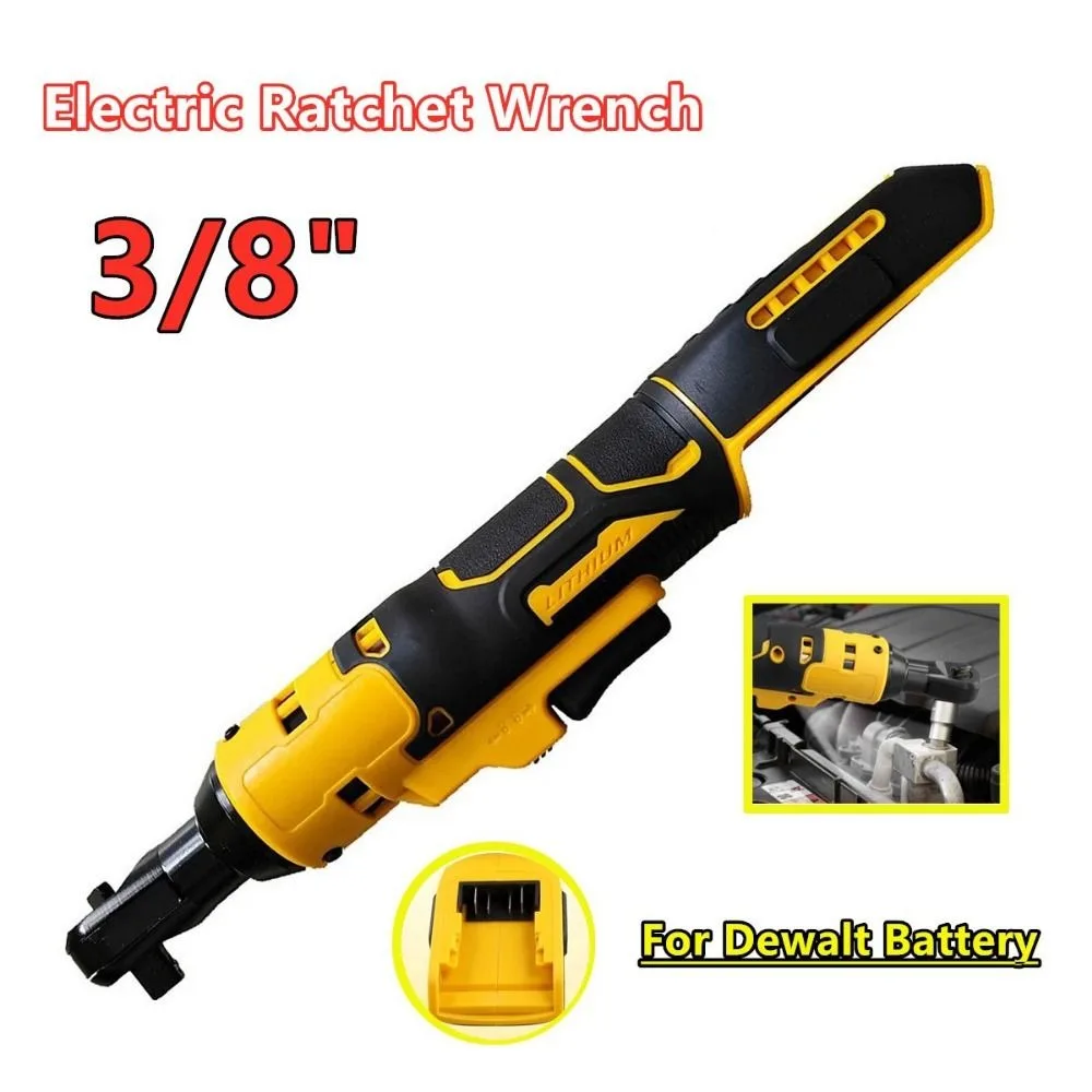 3/8Inch Ratchet Wrench Upgraded Extended Head Electric Driver Right Angle Wrench Professional Cordless Electric Spanner