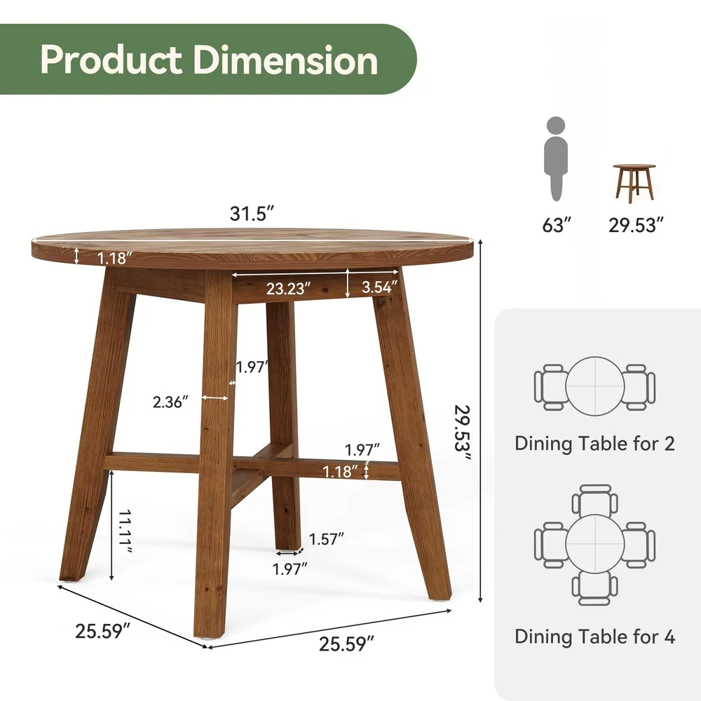 31.5 Inch Solid Wood Conference Table for 2 4 Small Round Office Table for Small Spaces Meeting Room Offices Easy Assembly Space