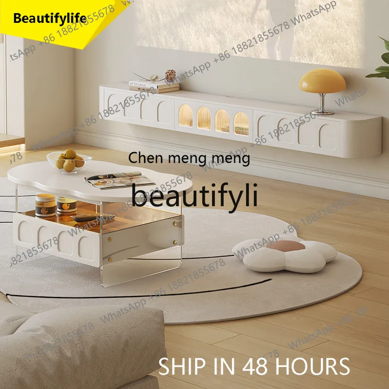 32 French suspended TV cabinet coffee table combination locker suspended TV cabinet living room
