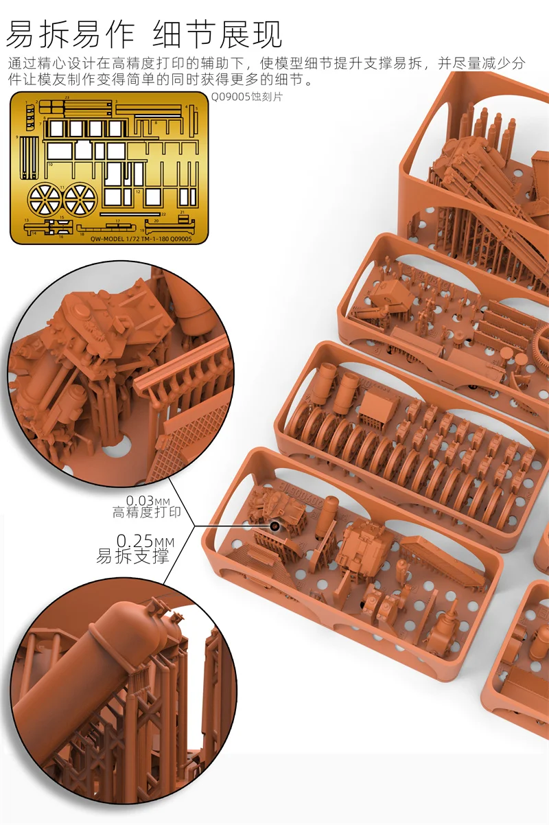 QW Q09005 1/72 Soviet Union TM-1-180 Railway Gun Military Precision Model Kit