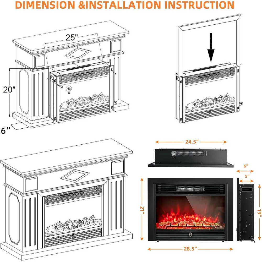 28.5 مدفأة كهربائية، سخان قائم بذاته مع حماية من الحرارة الزائدة، 3 لهب ألوان #4