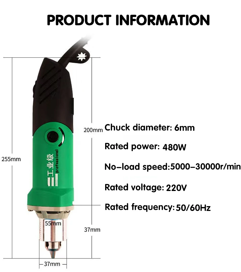 480W 6-Position Variable Speed High-Power Engraver Electric Drill Wood Carving Polishing Machine Rotary Tool With Flexible Shaft