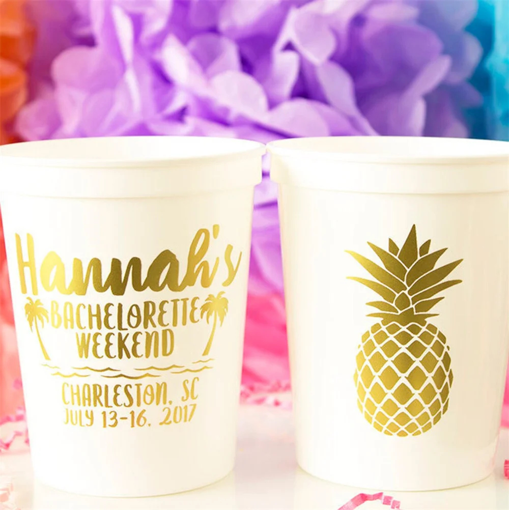 

Bachelorette Cups, Bachelorette Party Favor, Custom Party Cups, Pineapple Plastic Stadium Cup, Personalized Cups, Bar Crawl, Bea