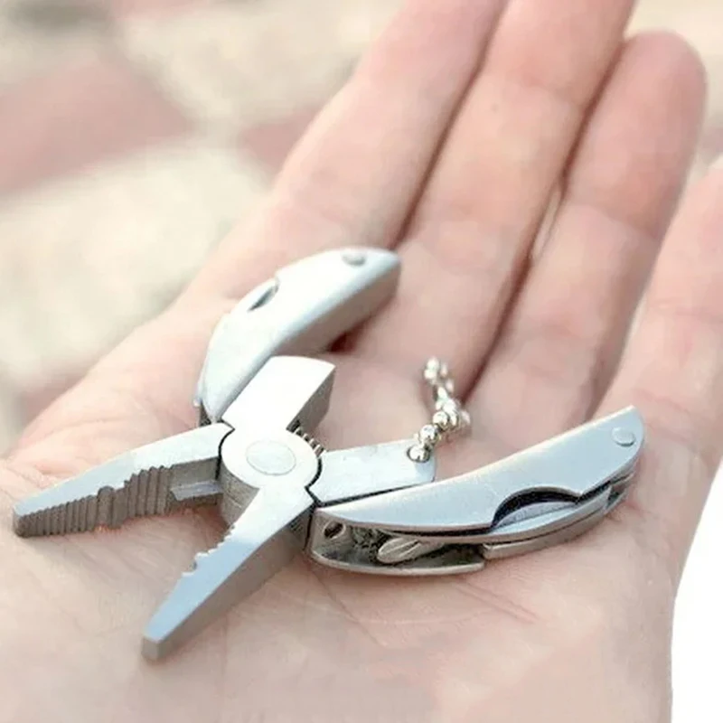 Edelstahl Mini-Multitool-Zange Schlüsselanhänger Tragbares Outdoor-Multitool mit Messer Schraubendreher Überlebens-Camping-Werkzeug – Detail 6