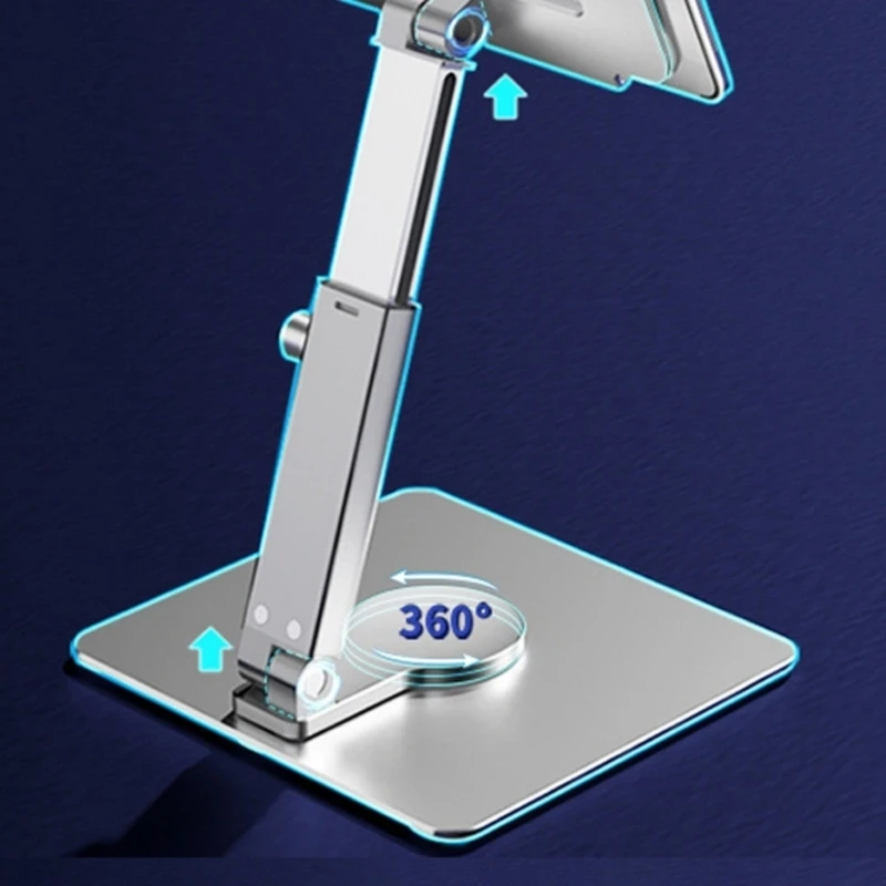 P5EA Foldable Tablets and Phone Stand Aluminum Alloy with Adjustable Viewing Angled for Convenience