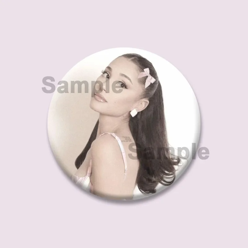 America Pop Singer Ariana Grande Brooches DIY Backpack Clothes Soft Button Pins Tinplate Round Lapel Badge Fans Collection Gifts