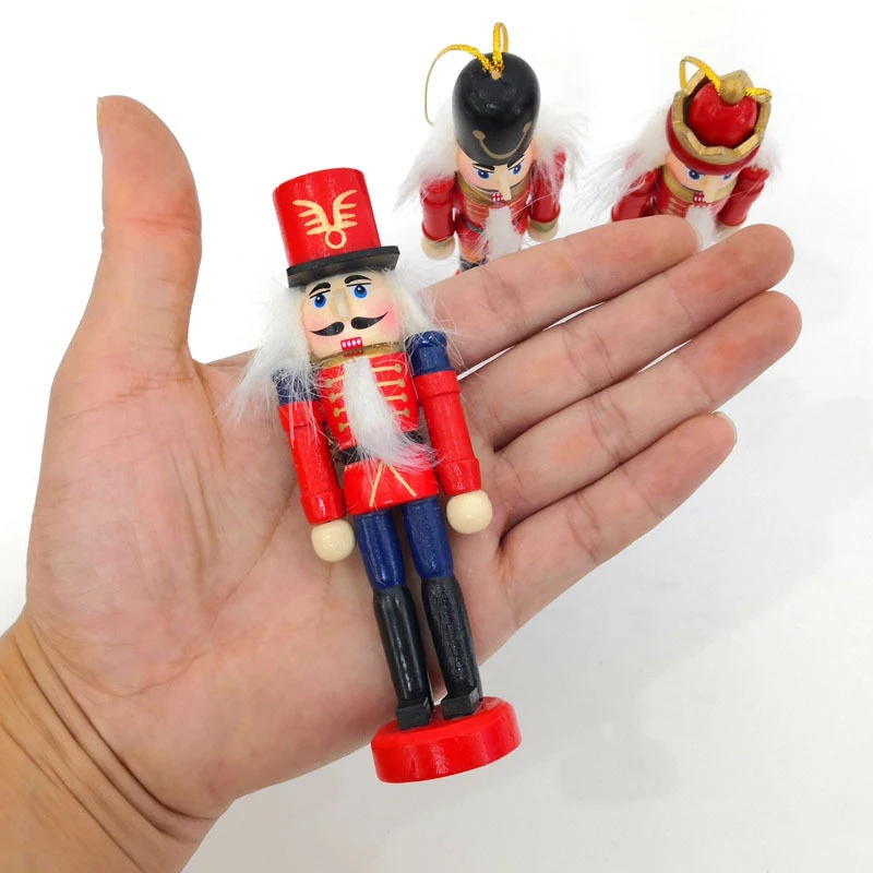 6/1Set Wooden Nutcracker Doll Soldier Miniature Figurines Vintage Handcraft Puppet New Year Christmas Ornaments Home Decoritions