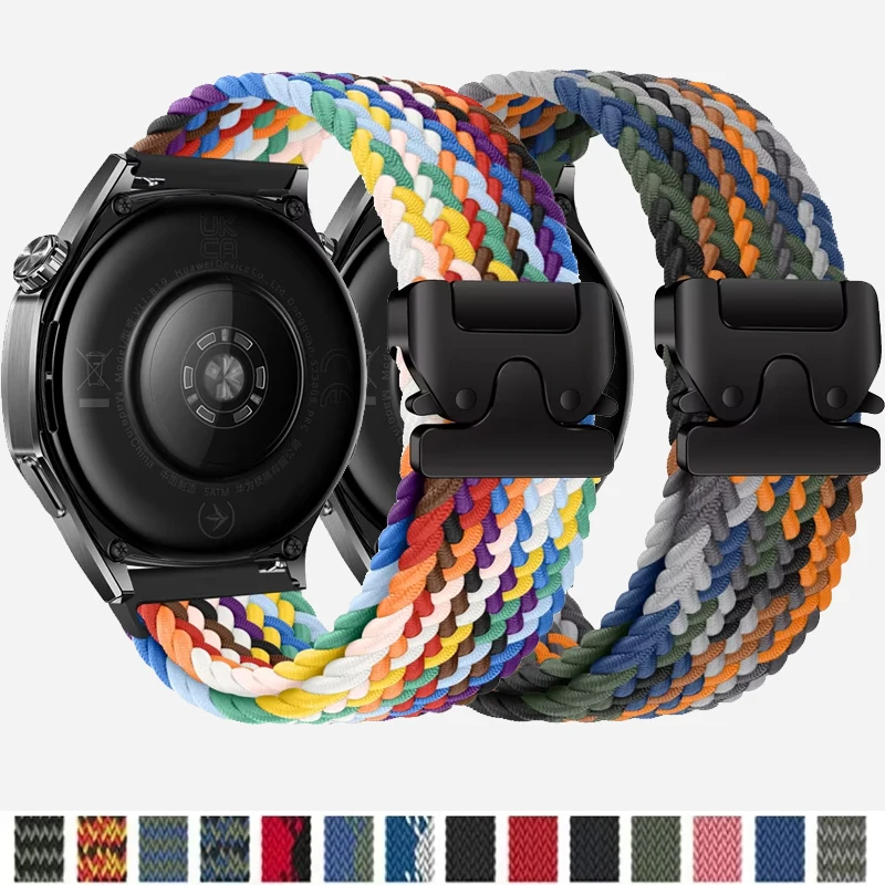 22mm Braided Solo Loop Bracelet for Huawei Watch GT5/4/3Pro 46mm 4/3 Pro Huawei Ultimate Band for Amazfit Balance GTR 4/3/2 47mm