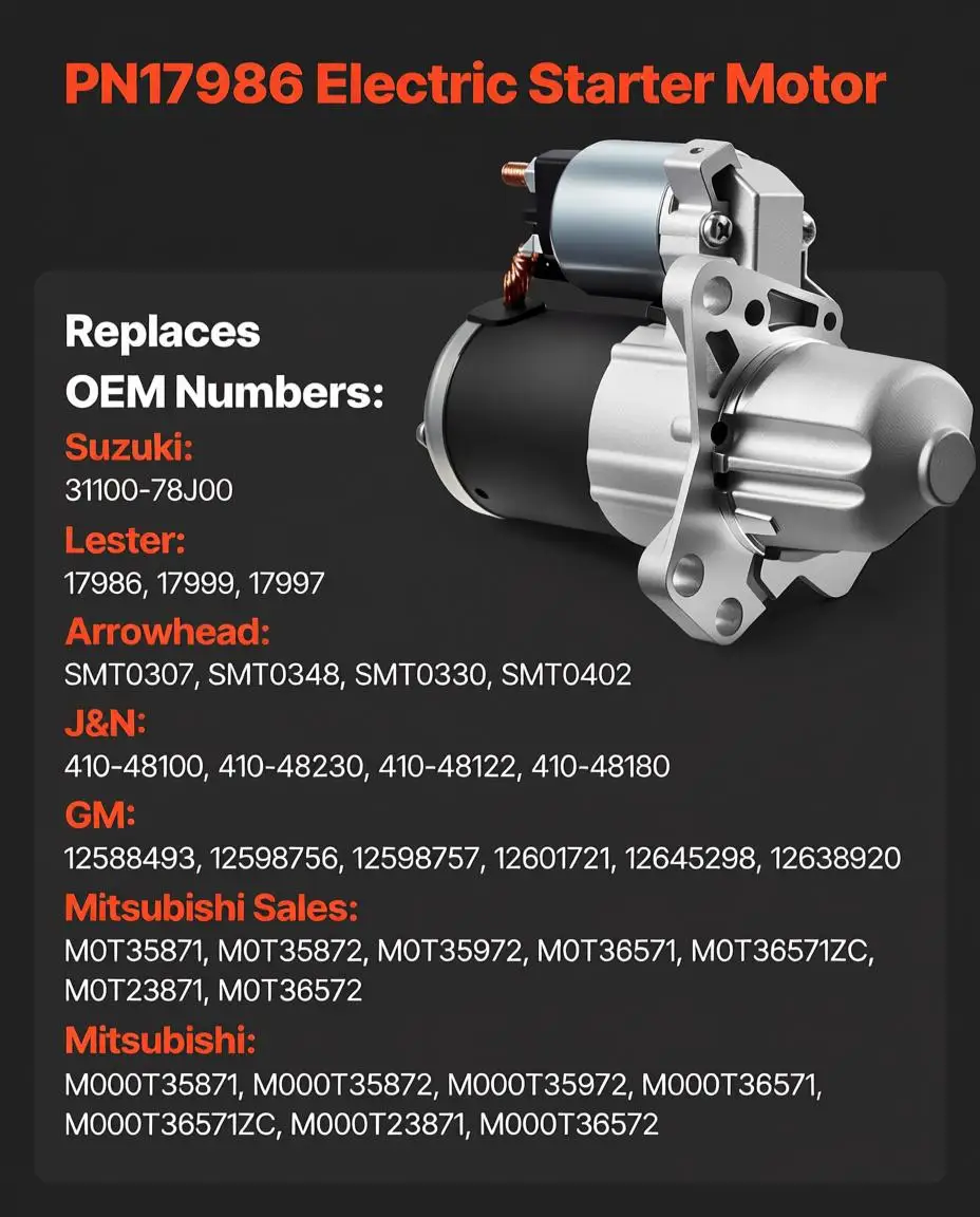 

Стартер 17986, замена стартерного двигателя, совместим с Buick 3.6L V6 06-08, Cadillac SRX 3.0L V6 10-11, Chevrolet 3.6L V6 0