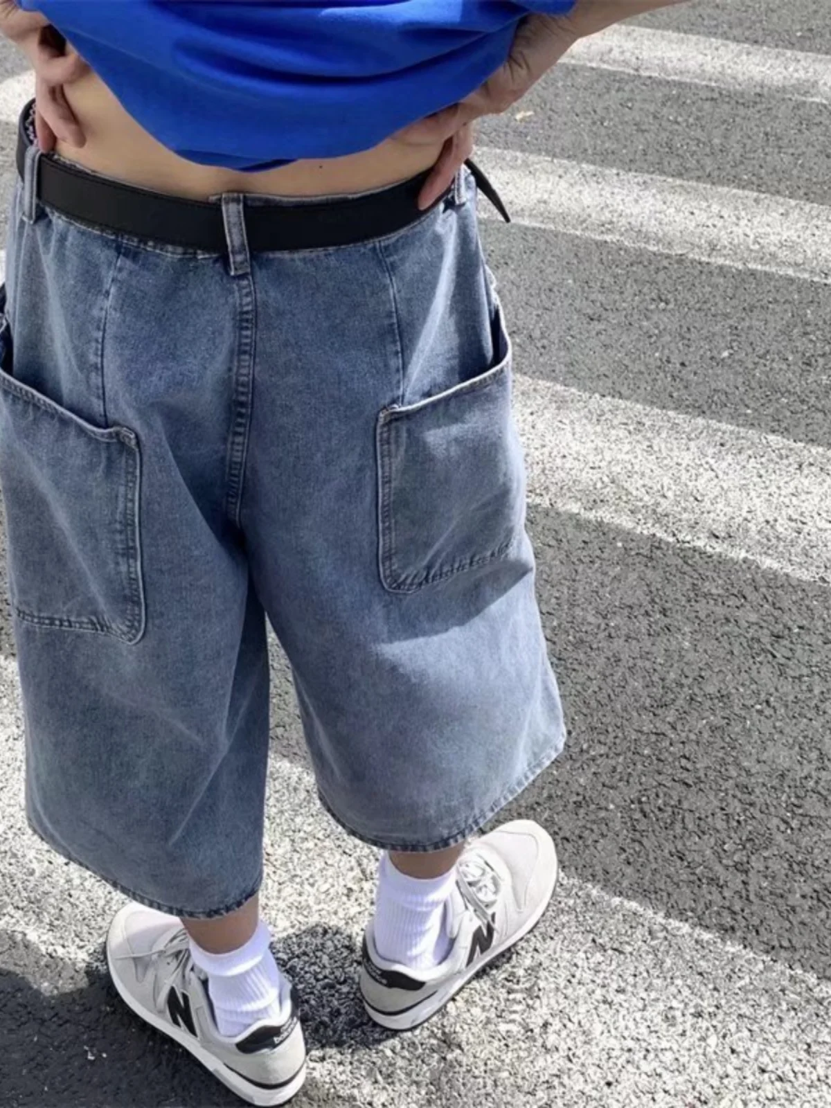 

Летние тонкие свободные прямые джинсовые брюки для мужчин, рабочая одежда, джинсы до колена, семиосьмушки, американский стиль, износостойкие...