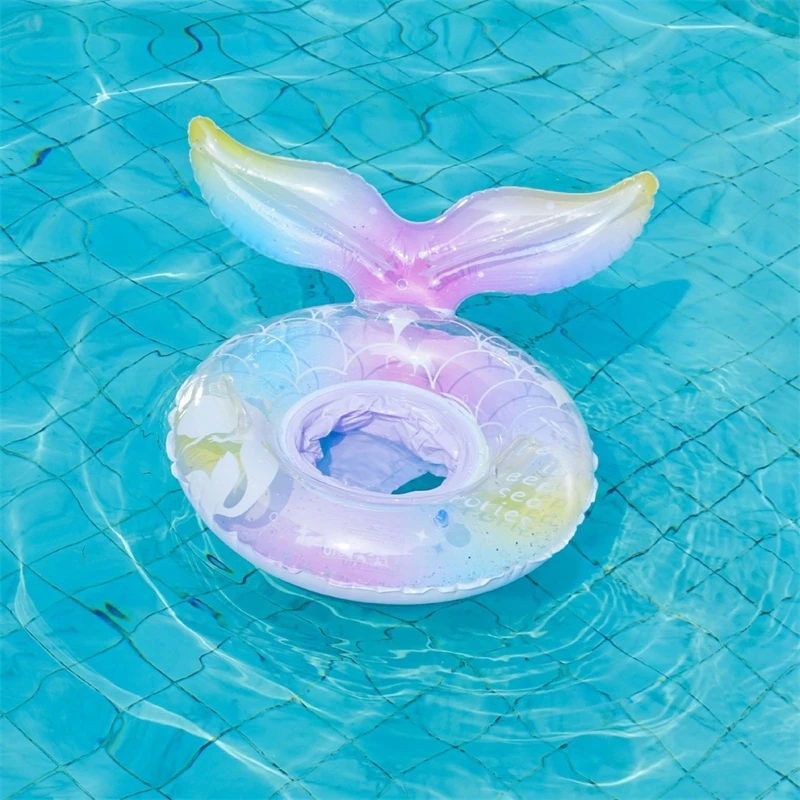 Anello da nuoto gonfiabile con coda di sirena glitterato per bambini Seggiolino per bambini Piscina Galleggiante Giochi d'acqua Anelli da nuoto estivi da spiaggia