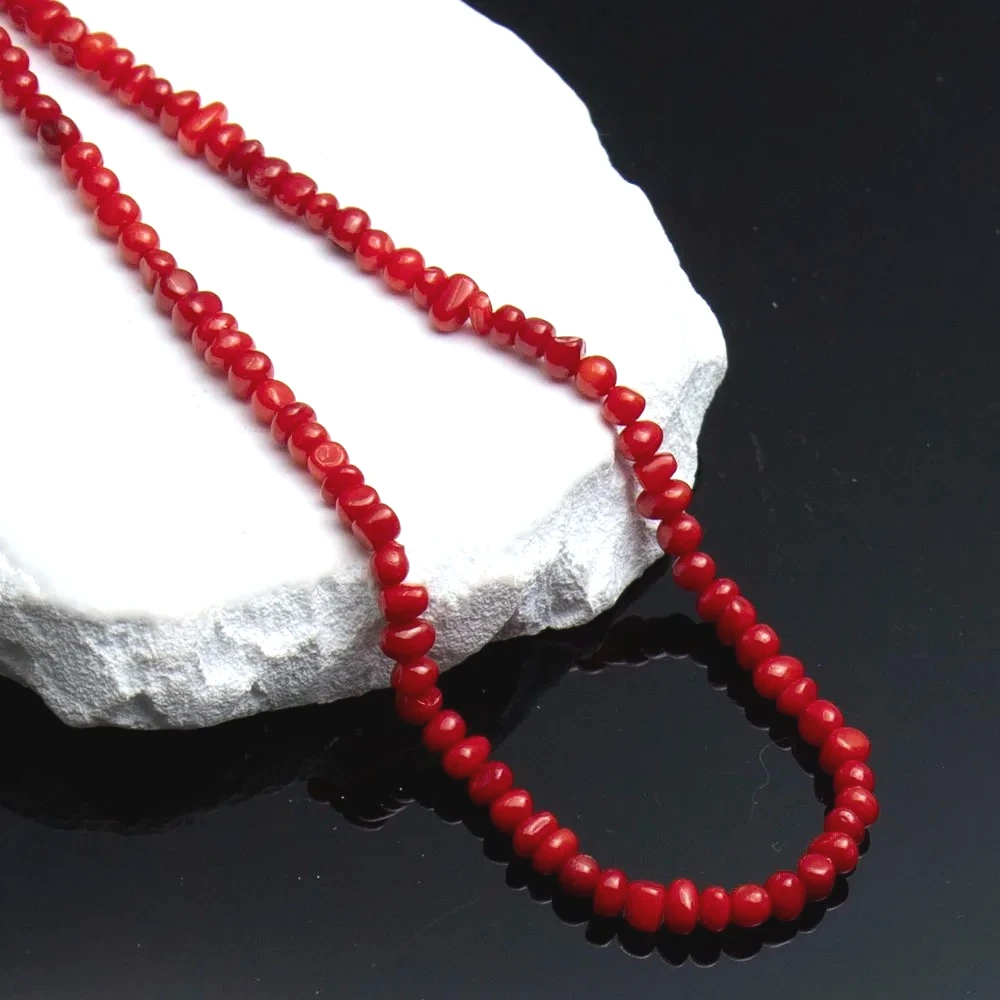 غير النظامية الجولة 5-6 مللي متر المرجان الطبيعي قلادة عشوائي على شكل أحمر اللون المرجان الخرز النساء هدية عيد ميلاد الحب مجوهرات 45 سنتيمتر #1