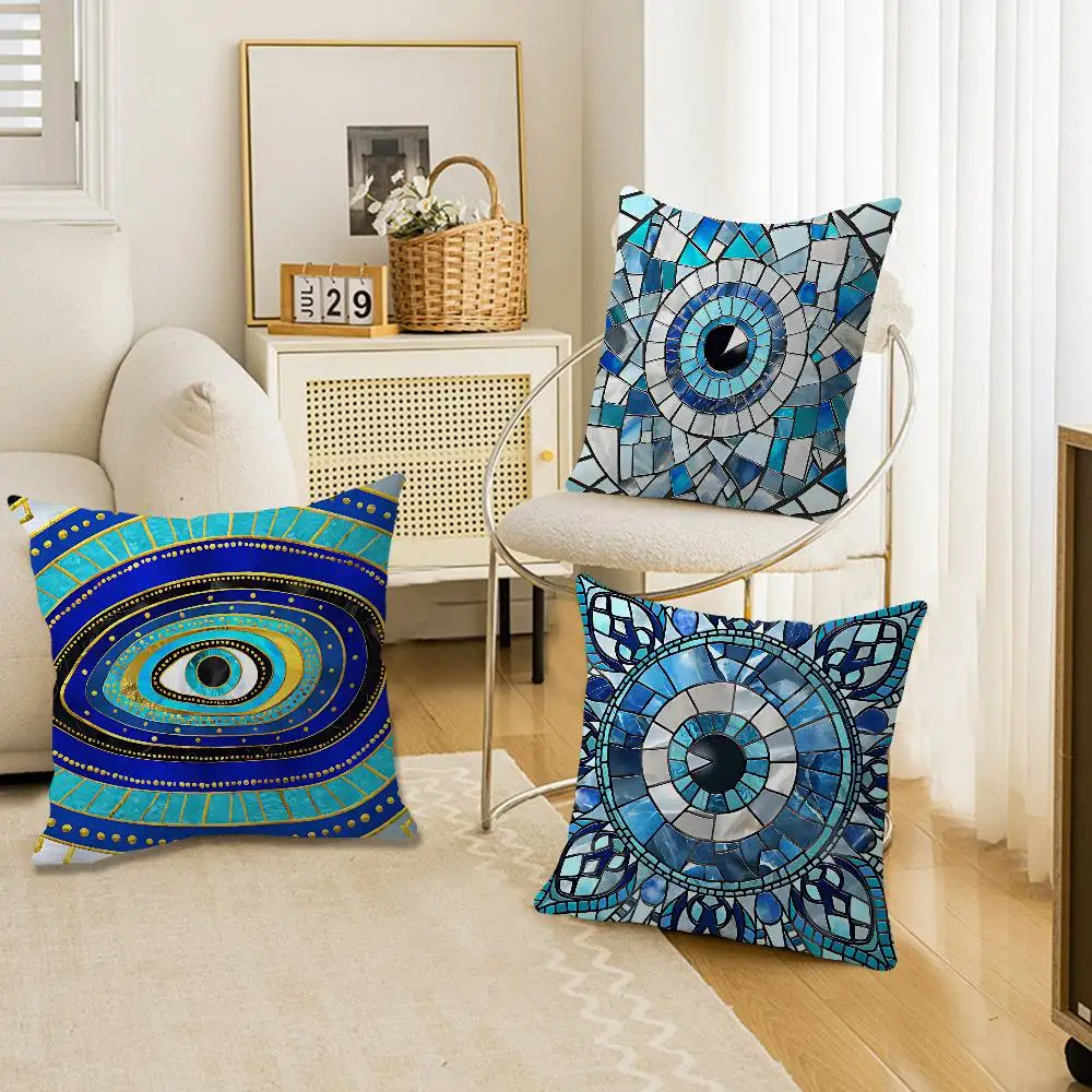 Evil Eye Office Cushion Pillowcase Car Cushion Cover45X45CM Lumbar Pillowcase Sofa Pillowcover