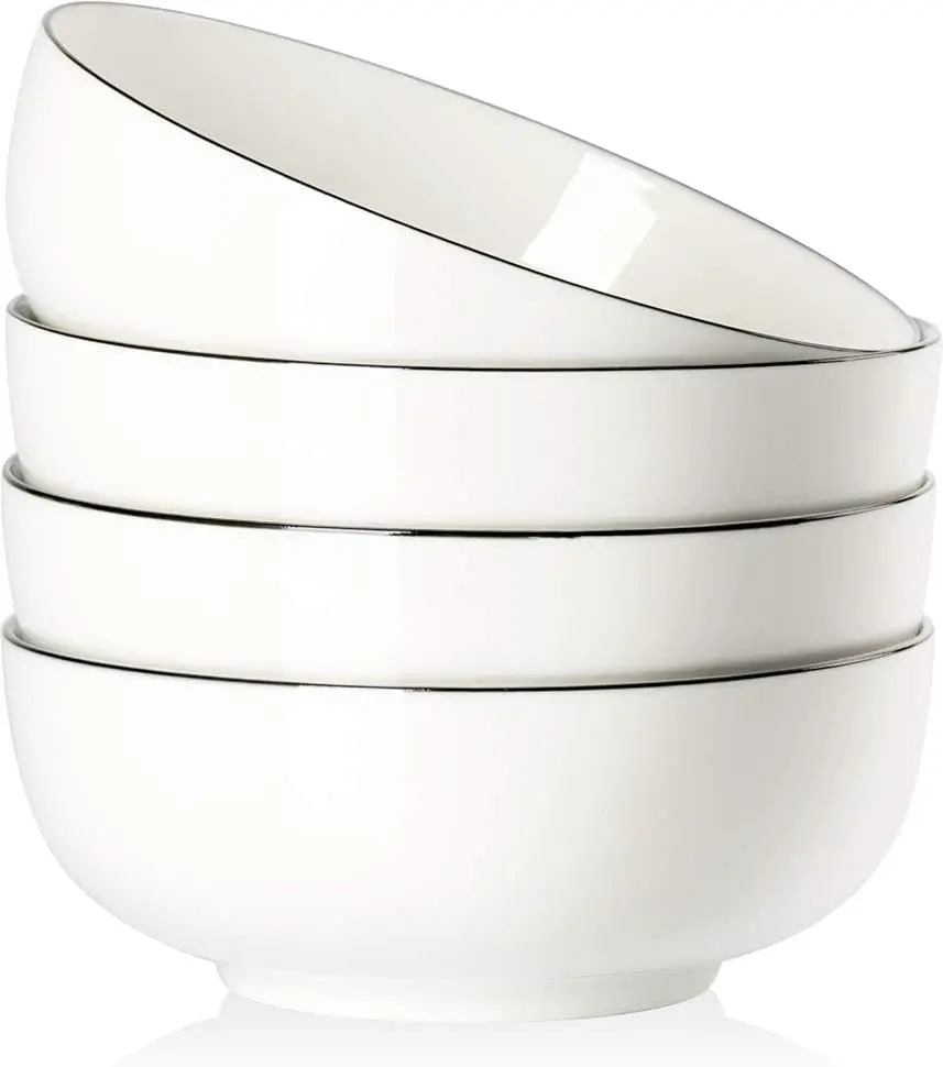 

40 oz Soup Bowls, Cereal bowls, Pho Bowls, Salad Bowls, Off White Porcelain Bowl Set of 4, 7 inch