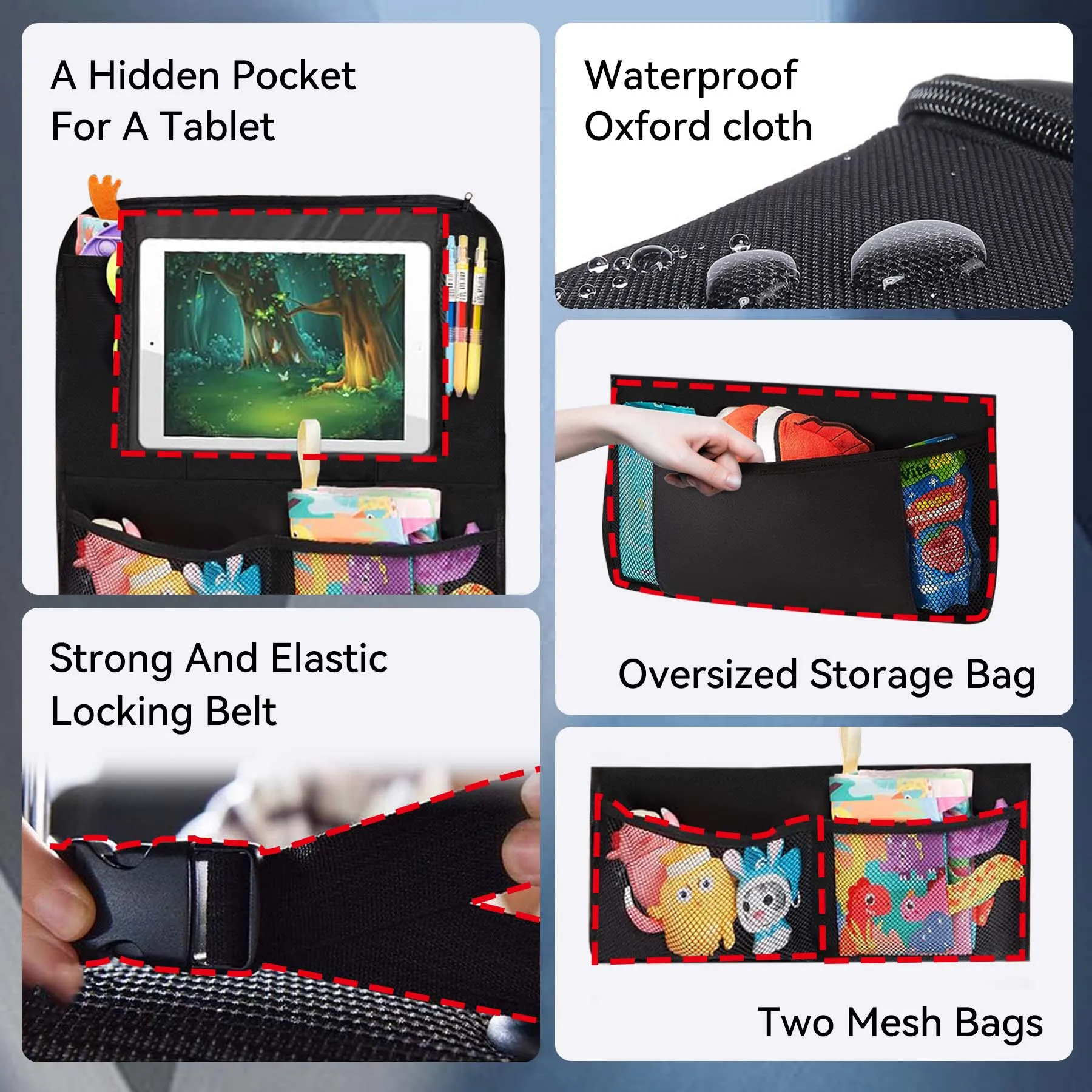 1PCS Car Seat Back Pocket Multi-functional Storage Bag Oxford Material Snack Toy Folding Portable Hanging Bag Organizer bag