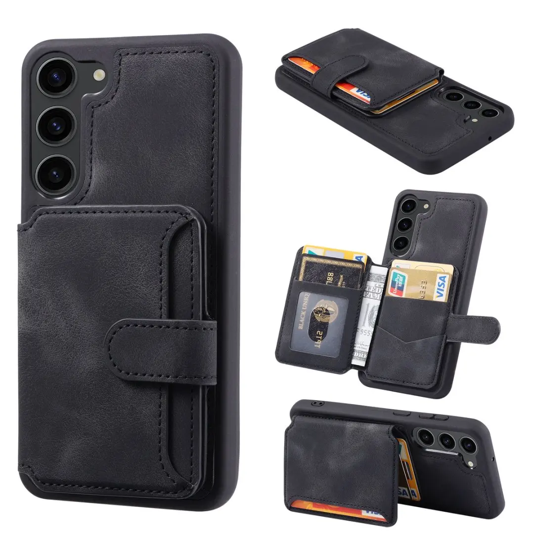 Card Pocket Leather Phone Case for Samsung Galaxy S22 S23 S24 S25 S26 Ultra S22 S23 S24 S25 S26Plus Wallet Shockproof Back Cover