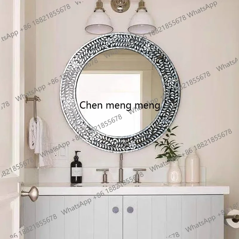 z5556Organizer Vintage Mirror Wall Bathroom Attachment Small Aesthetic Mirror Makeup Modern Espejo Cuerpo Entero House Decoratio