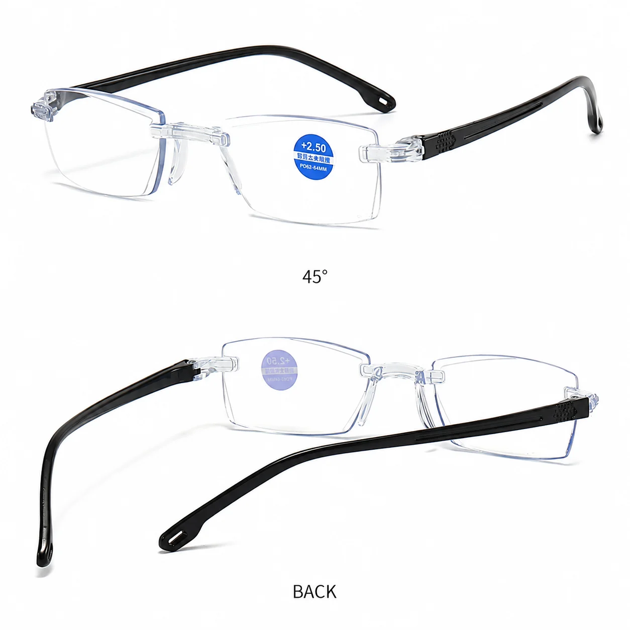 KLASSNUM Blue Light Blocking Reading Glasses with Lightweight PC Frame Rectangular Readers for Men and Women Eyeglasses Eyewear