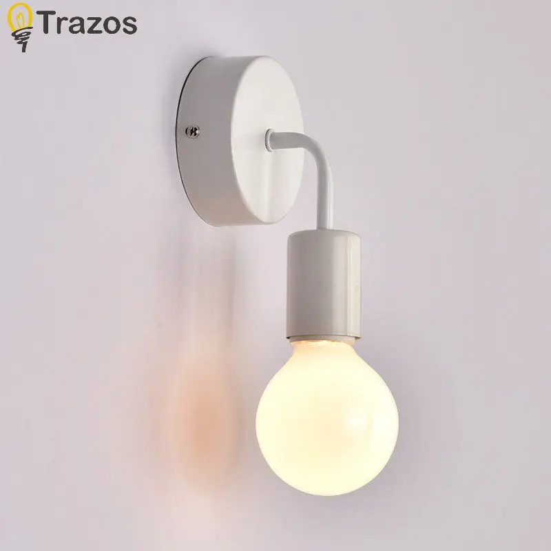 مصباح حائط حديدي LED حديث بسيط ، بجانب سرير غرفة النوم في الشمال ، غرفة معيشة إبداعية ، ممر أبيض وأسود ، إضاءة خلفية ، E27