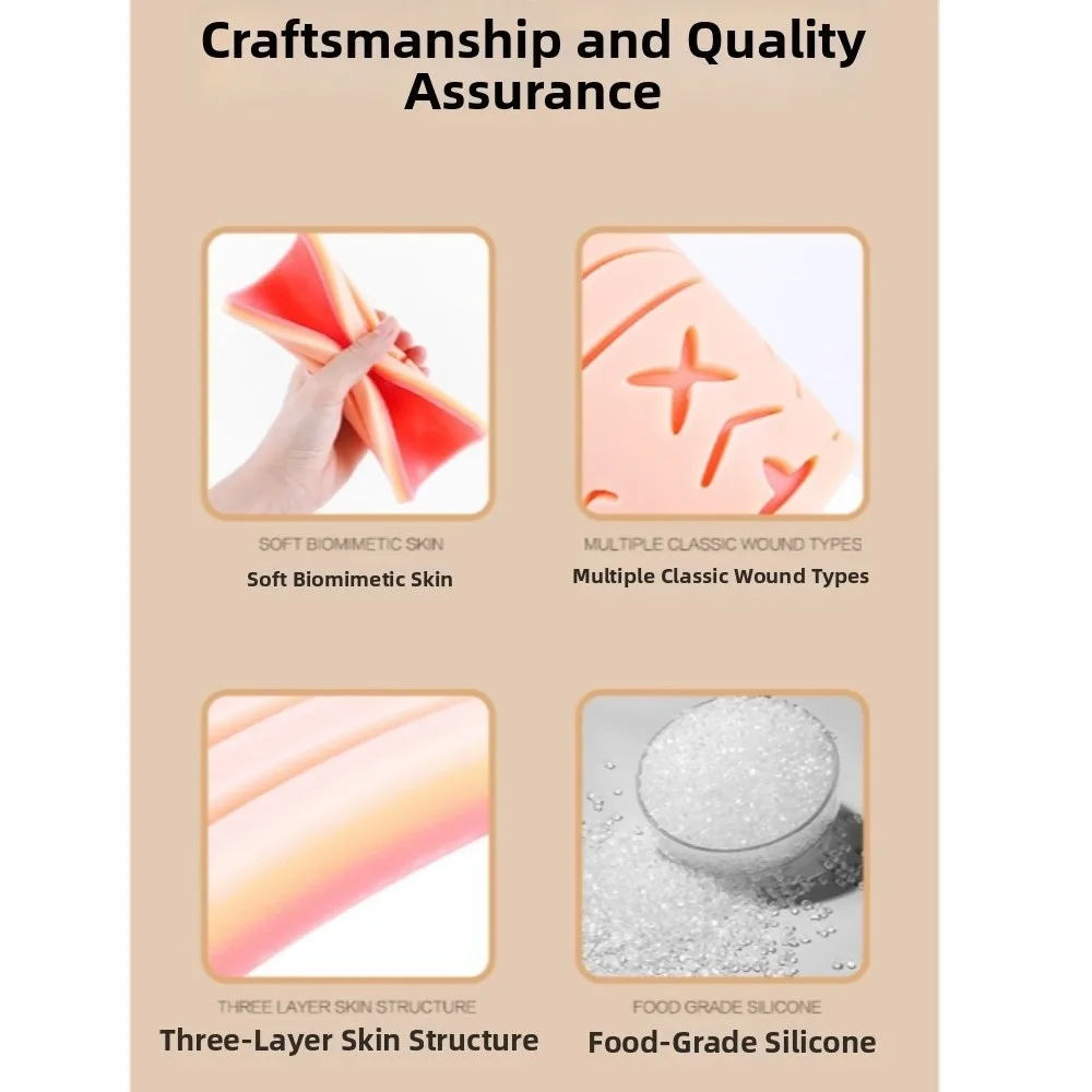 Silicone Skin Suture Kit Suturing Practice Various Wound Types Operate Suture Teaching Equipment with Pre-Cut Wound Simulation