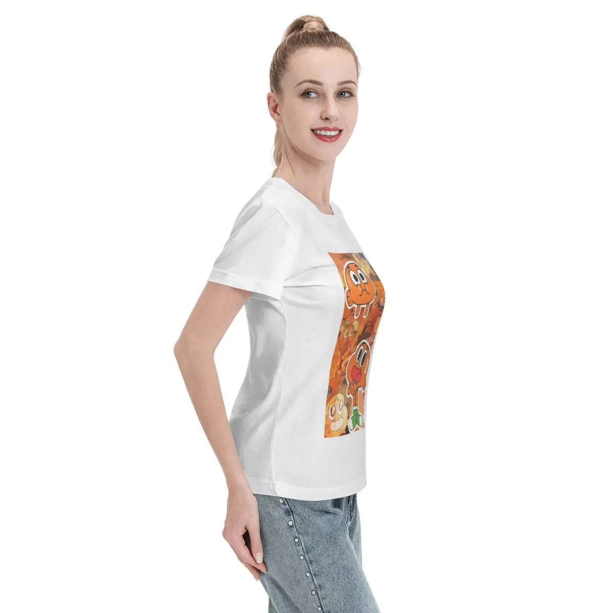 Darwin Watterson The Amazing World Of Gumball Anime  T-Shirt Women Short Sleeve T Shirts Round Neck Clothes Cotton Summer