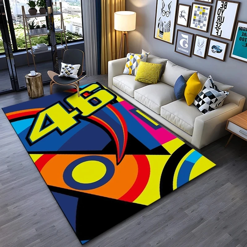 Motorcycle V-VR-46 Pattern Rug Carpet for Living Room Bathroom Mat Creative Doormat for Bedroom Home Kitchen Decor Cool Corridor