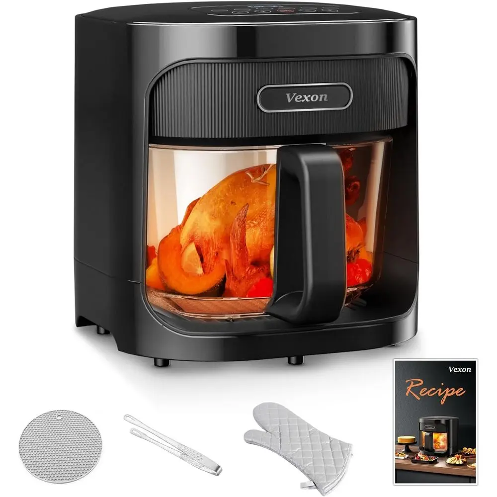 

4.5L Glass Air Fryer with Clear Window, Easy Clean Basket, Multiple Cooking Modes, and User-Friendly Digital Controls