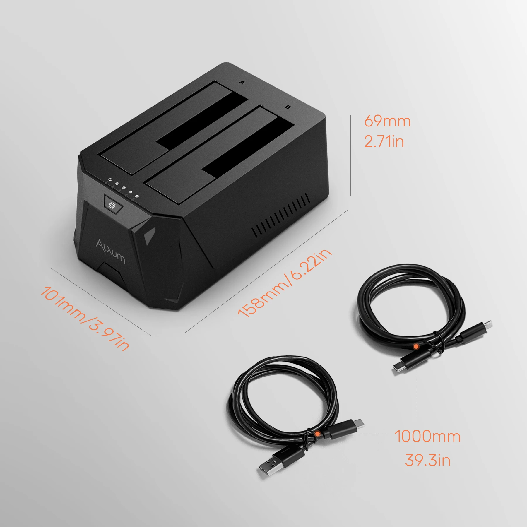 デュアルベイ SATA ハードドライブ ドッキング USB C 3.0 - 2.5/3.5 インチ HDD SSD アダプター ステーション、Windows macOS Linux 用オフラインクローン機能付き