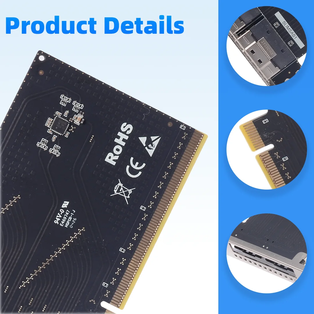 PCIE To SFF-8654 8i Riser Card PCIE Compatible 4.0 / 3.0 SlimSAS 8654 Extension External Solution Adapter Card for SSD GPU
