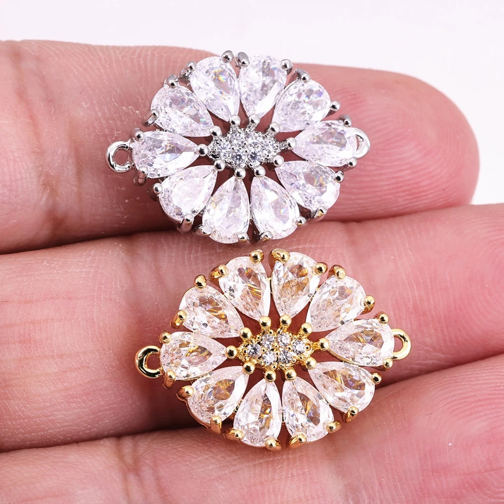 Juya DIY-Schmuckzubehör für Damen, kubischer Zirkonia, Blumenverbinder, Zubehör für Handarbeiten, Charms, Armbänder, Ohrringe, Herstellung – Detail 6