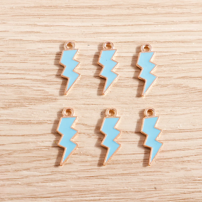 10 Stück niedliche, bunte Emaille-Anhänger in Form von Blitz, Mond und Wolken für die Schmuckherstellung, Ohrringe, Anhänger, Halsketten, DIY-Bastelarbeiten und Accessoires. – Detail 8