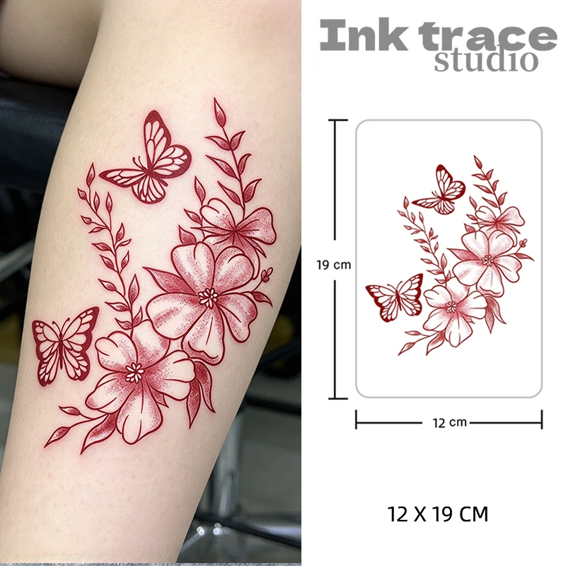 1 Sheet Butterfly Flower Temporary Tattoo Stickers, Waterproof Fake Tattoos Last for 2-5 Days