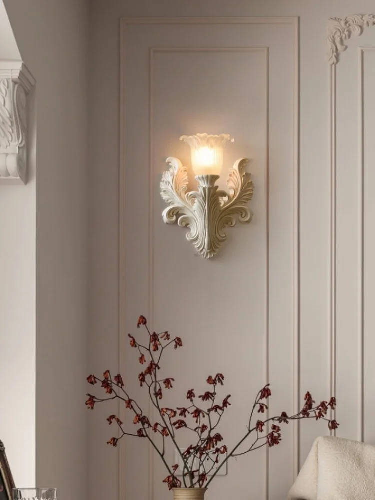 مصباح جداري على شكل زهرة منحوتة من الجبس الفرنسي لغرفة المعيشة وأريكة خلفية ومصباح جداري لممر الفندق #5
