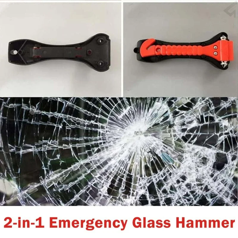 Survival Safety Hammer Emergency Break Window Glass Punch 2-in-1 Seat Belt Cutter Life Rescue Tools Camping Driving Car 1/2PCS