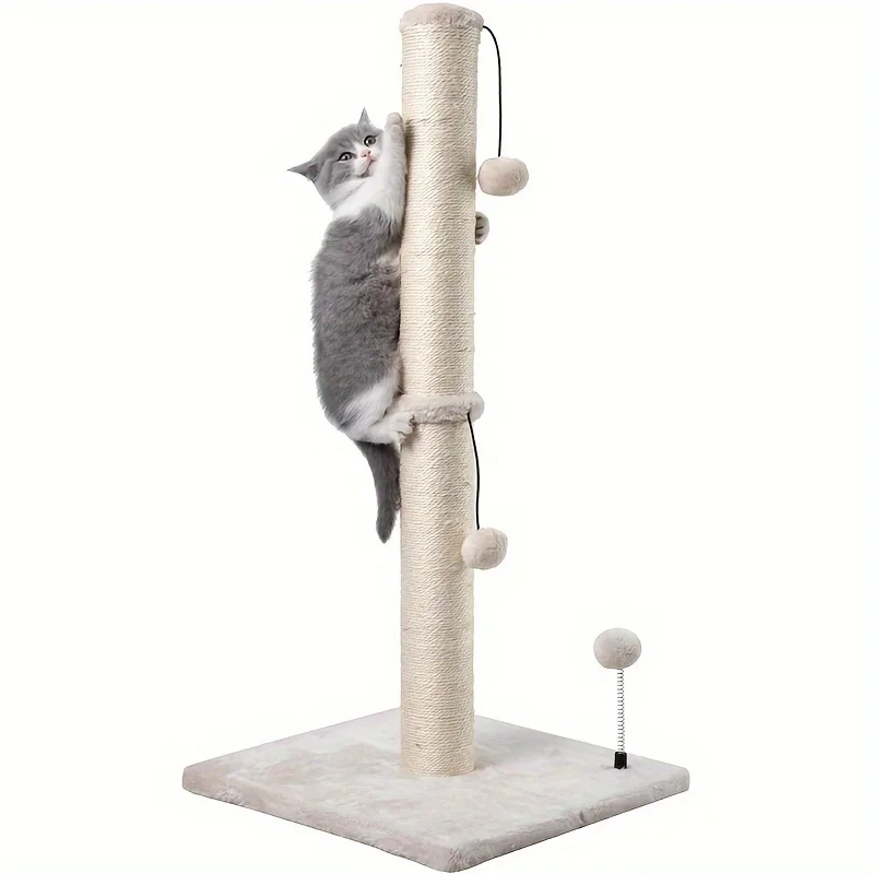 34-inch High Cat Scratching post Premium Basic Cat Scratching Indoor Sisal Scratching Post Tree Strap Hanging Ball for Adult Cat