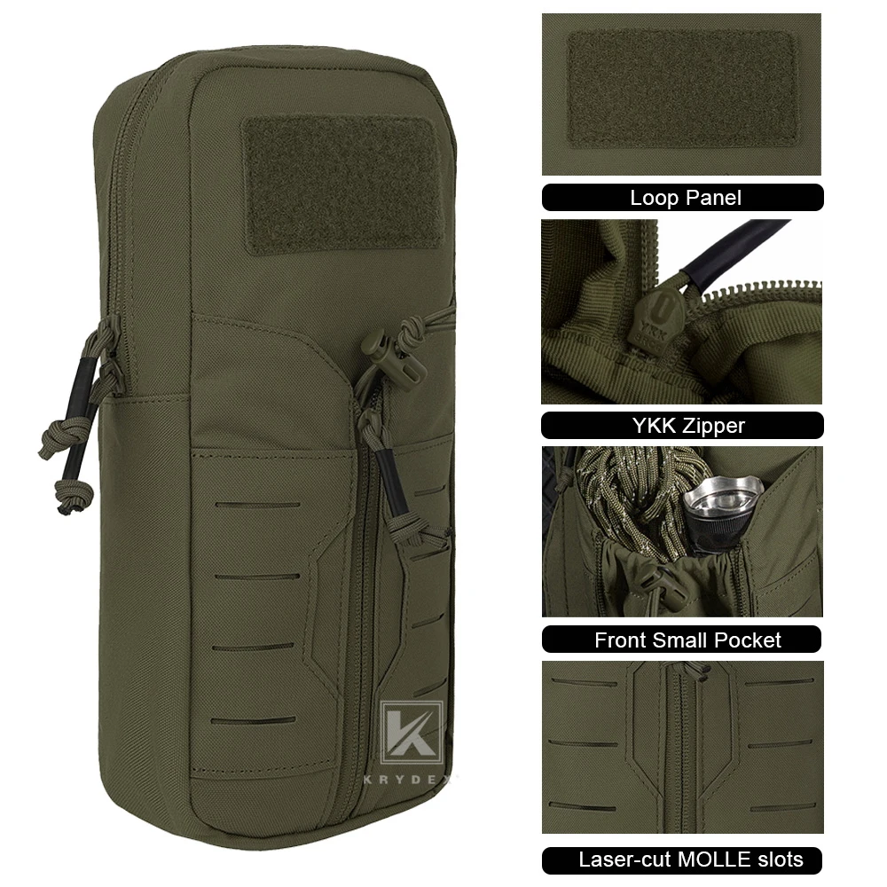 KRYDEX 500D Tactical 1L Hydration Pack MOLLE Pouch 34oz TPU Water Bladder Bag Outdoor Hiking Camping Hunting Accessories