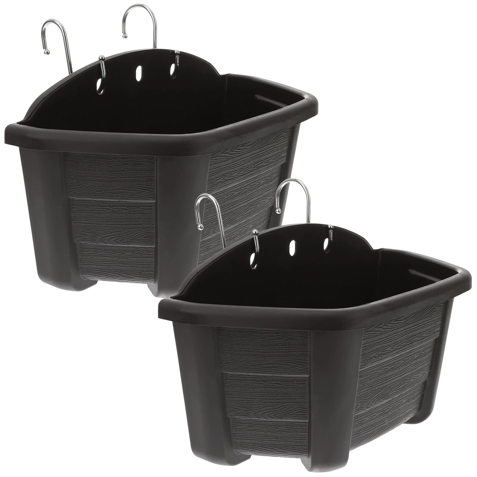 

Wall-mounted Semi-circle Plastic Wood-like Flower Pots with Water for Balcony Hanging Planters Space-saving