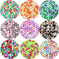 500-100pcs 3mm 4mm Mixed Color Round Acrylic Loose Spacer Bead For DIY Needlework Jewelry Making DIY Necklace Accessories