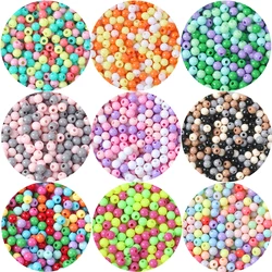 500-100pcs 3mm 4mm Mixed Color Round Acrylic Loose Spacer Bead For DIY Needlework Jewelry Making DIY Necklace Accessories